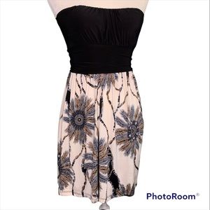 De Colores Strapless Dress Feathers Women's Size Medium